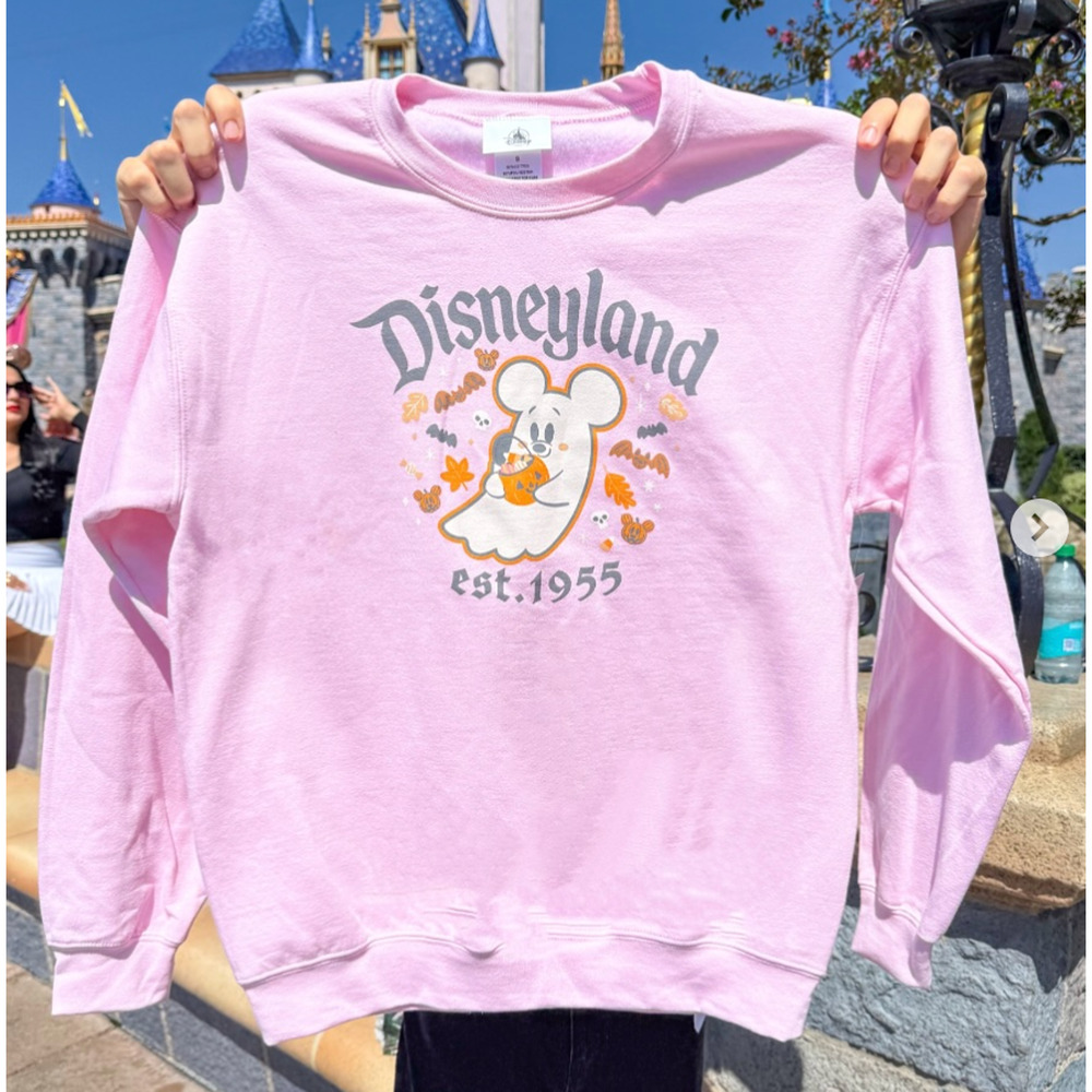 Disneyland Resort Ghost Mickey Pink Crewneck Adult Sweatshirt - Sz M - NWT - Picture 3 of 4